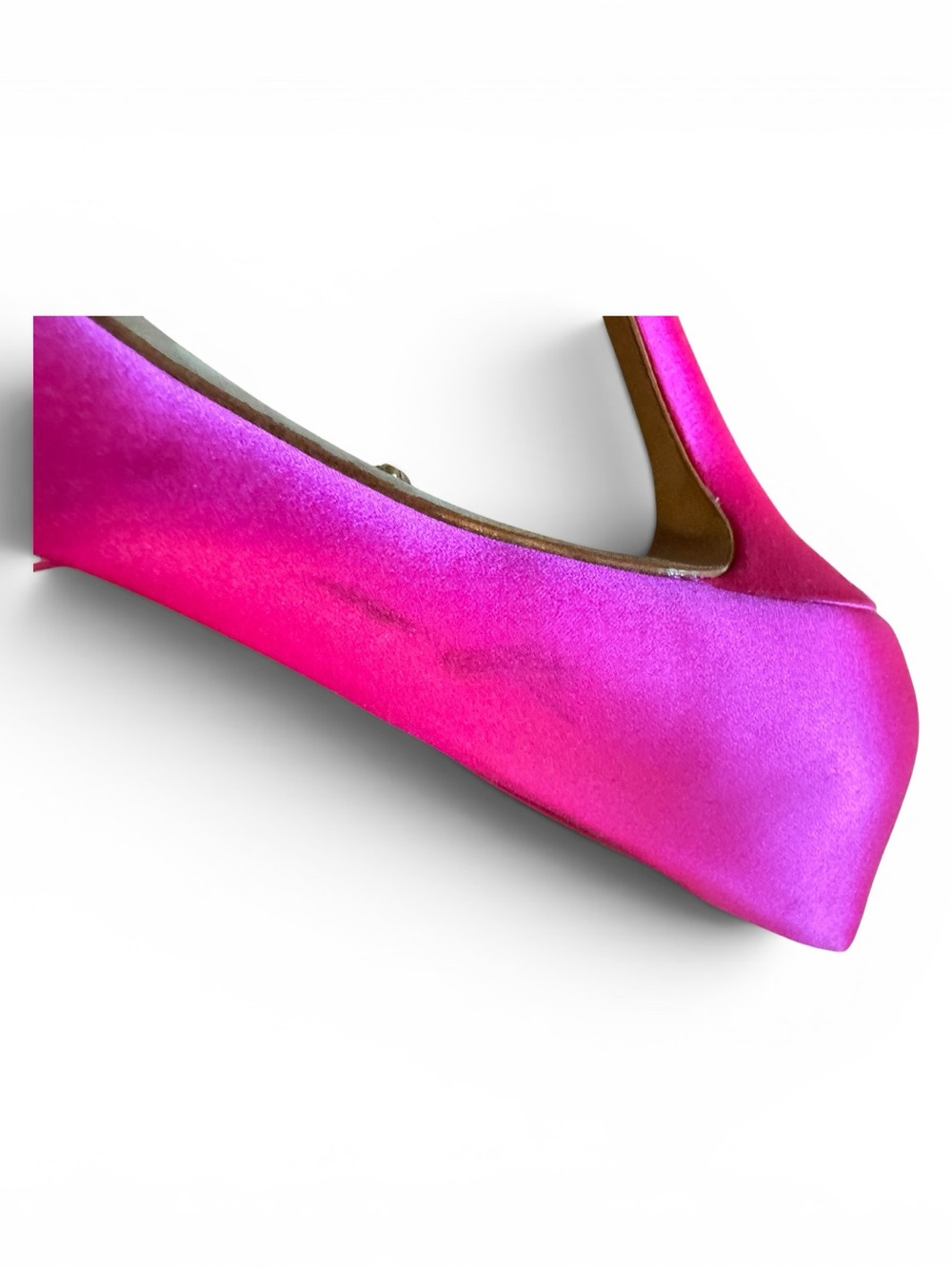 Badgley Mischka Fuchsia Satin Pointed-Toe Crystal Buckle Pumps - Picture 9 of 9